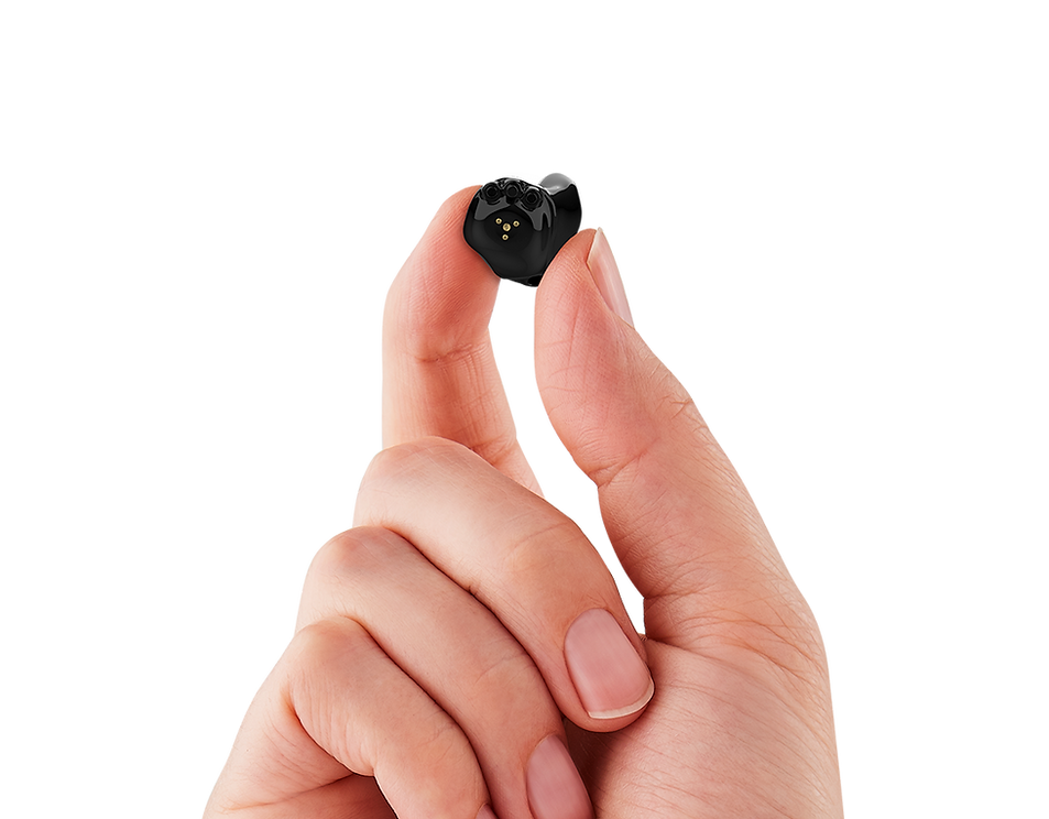 hand holding in the canal hearing aid