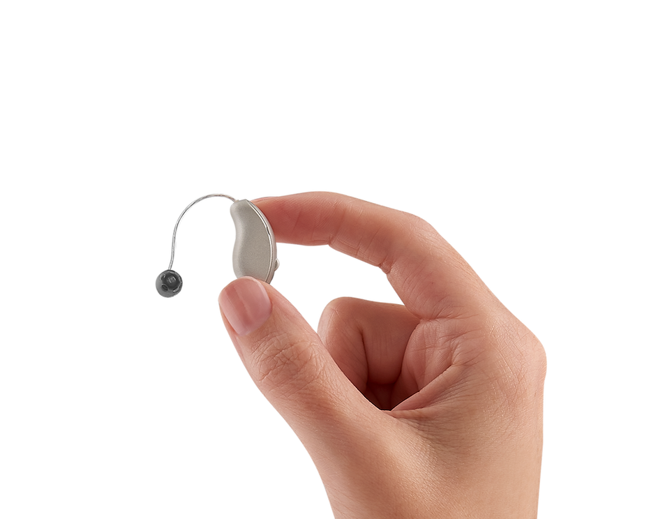 hand holding receiver in canal hearing aid