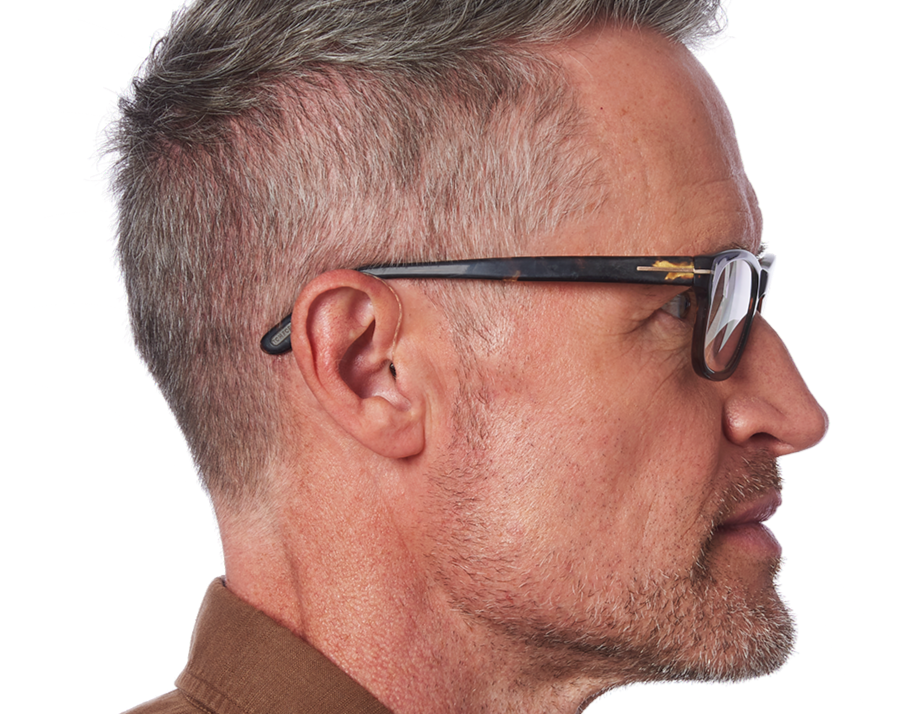receiver in canal hearing aid patient sideview