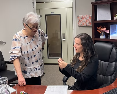 client consulting with instrument specialist